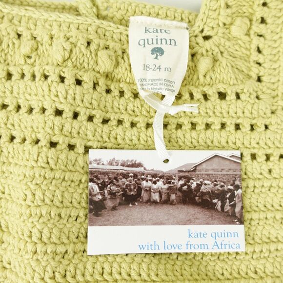 Kate Quinn Romper Infant Girl 18-24M Handmade Knit Green w/ Love From Africa NWT - Picture 3 of 8